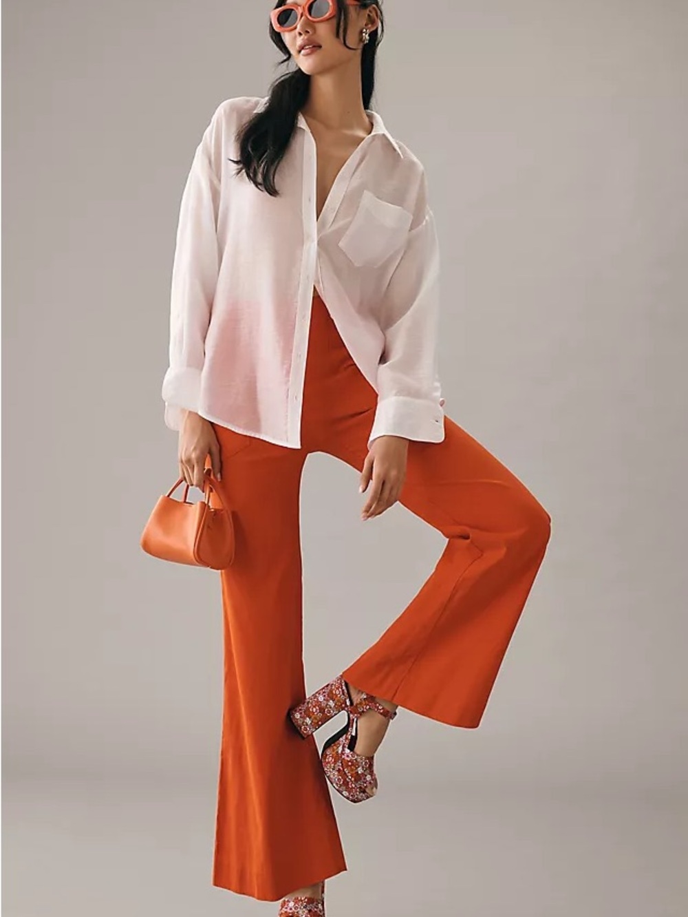 Anthropologie Maeve Wide-Leg Orange Pants